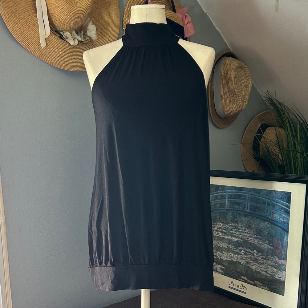INC International Concepts Black Halter Blouse